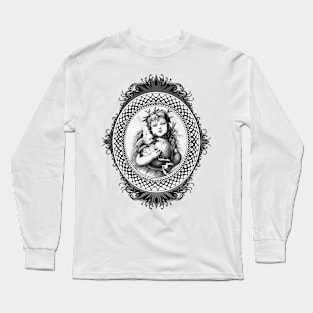 little girl with the globe Long Sleeve T-Shirt